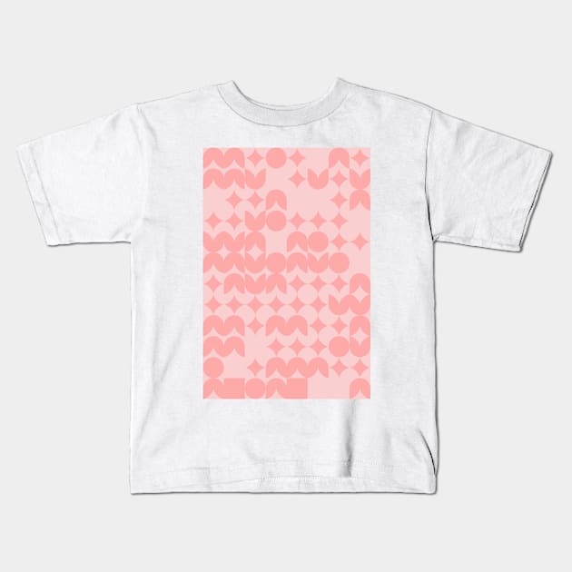 Girly Pinkish Geometric Pattern - Flowers & Stars #15 Kids T-Shirt by Trendy-Now